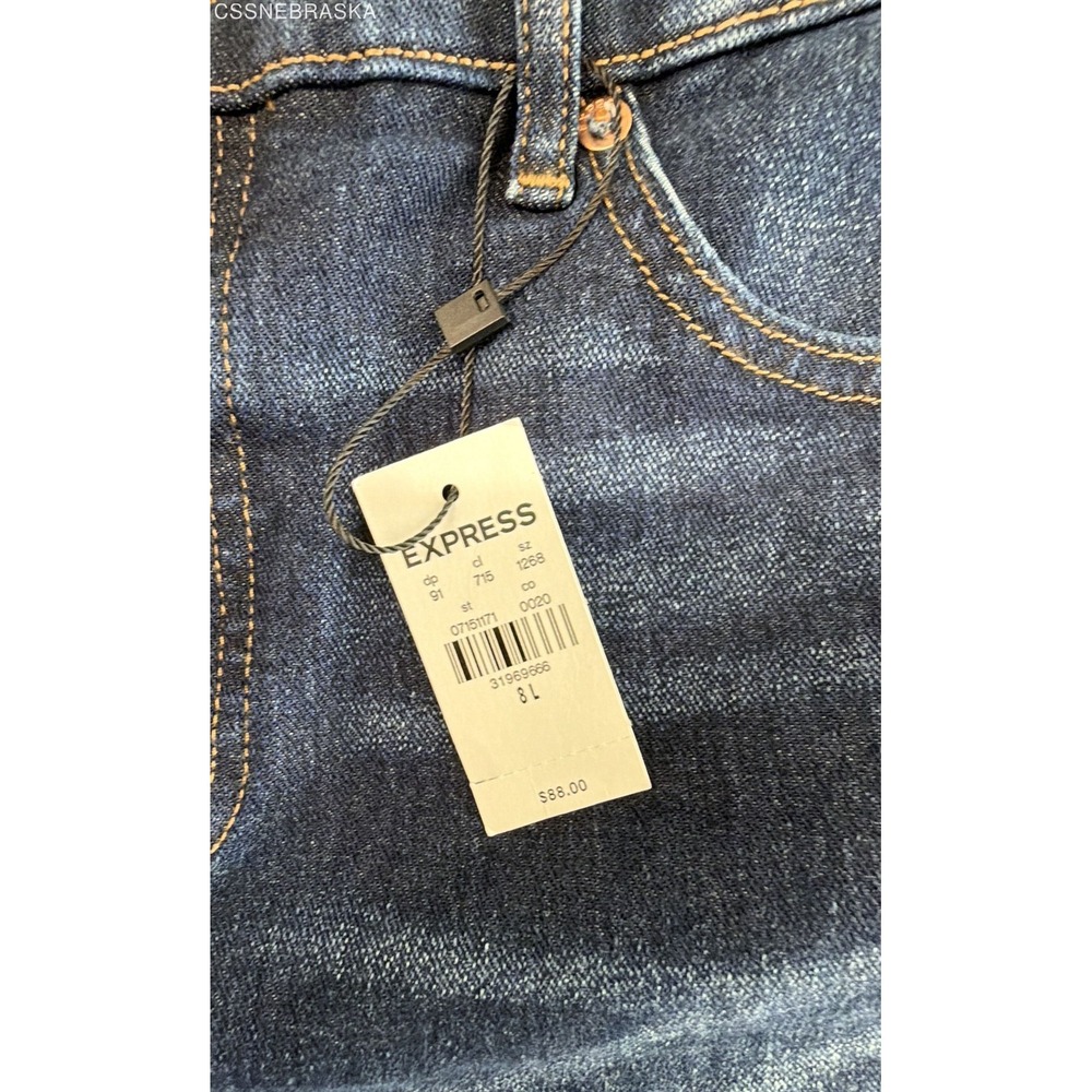Express Women's Dark Wash Blue High Rise Flare Jeans Sz 8L NWT - Picture 5 of 10